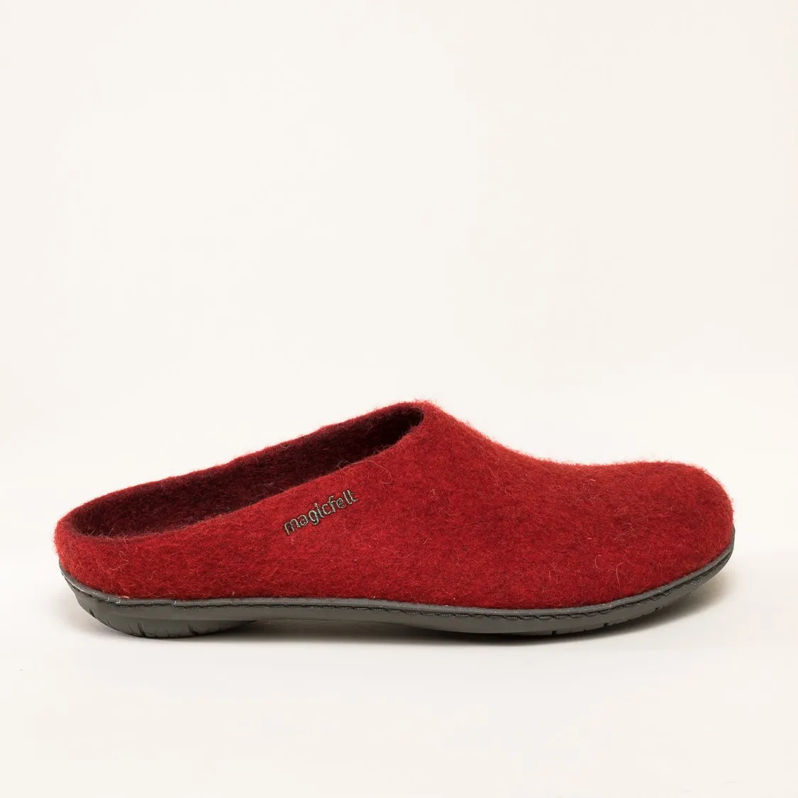 Magicfelt PO 736 Filzpantoffel | Damen Filz-Hausschuh | Farbe rubin | Pantoffel in Größe 36
