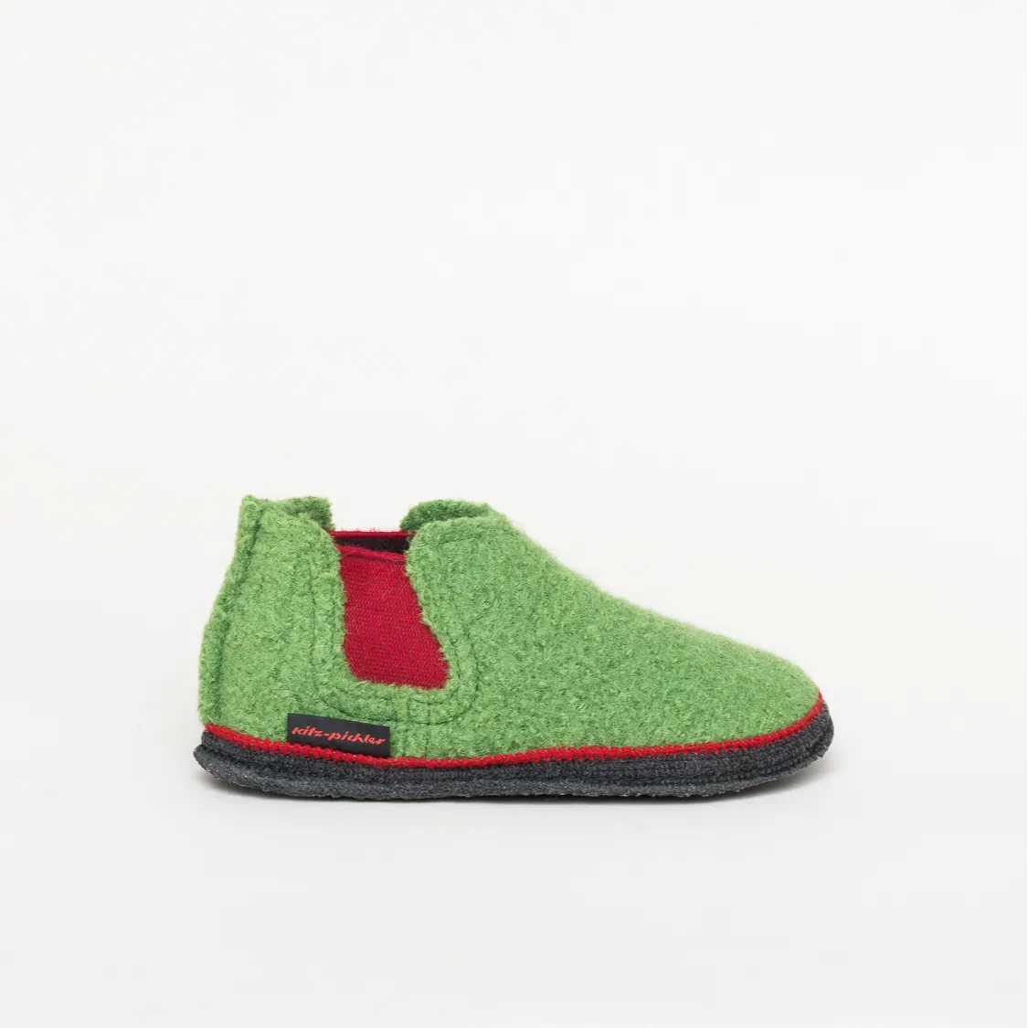 Kitz-Pichler Hütten-Chelsea Kids | Kinder Filz-Hausschuh | Farbe Grün | Hüttenschuh in Größe 41