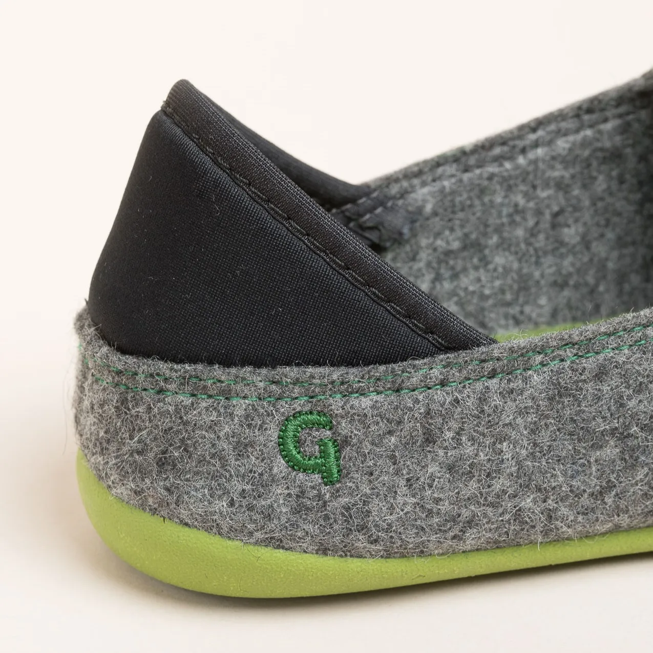 Woll-Slipper Hausschuh Slip-on Anthrazit-grün