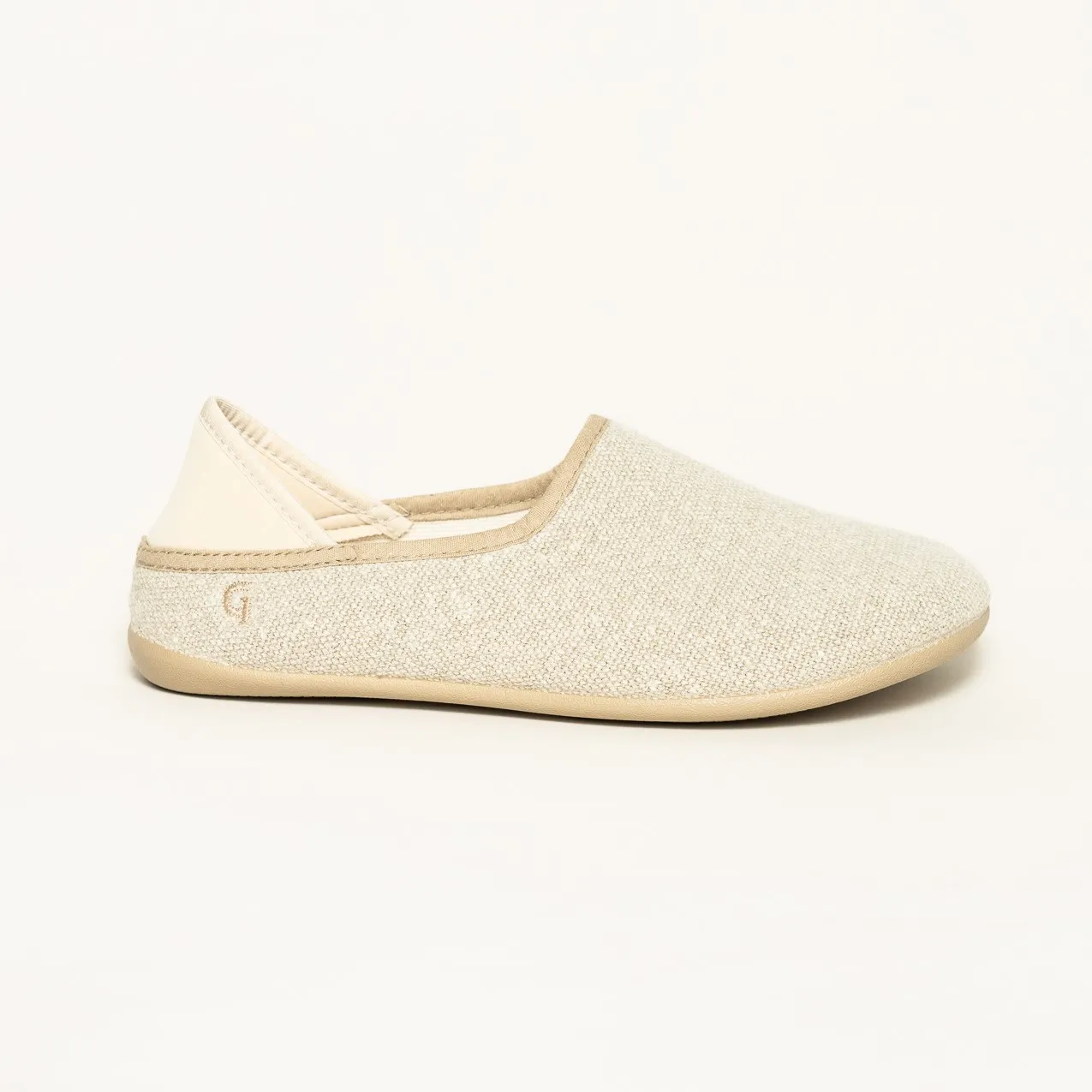 Gottstein Linen Slip-on für Damen & Herren Hausschuh mit Gummisohle | Farbe beige Größe 38