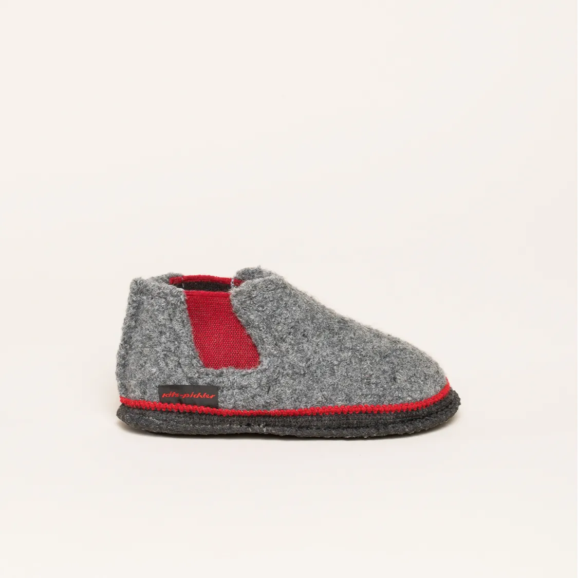 Kitz-Pichler Hütten-Chelsea Kids | Kinder Filz-Hausschuh | Farbe Grau| Hüttenschuh in Grö ße 25