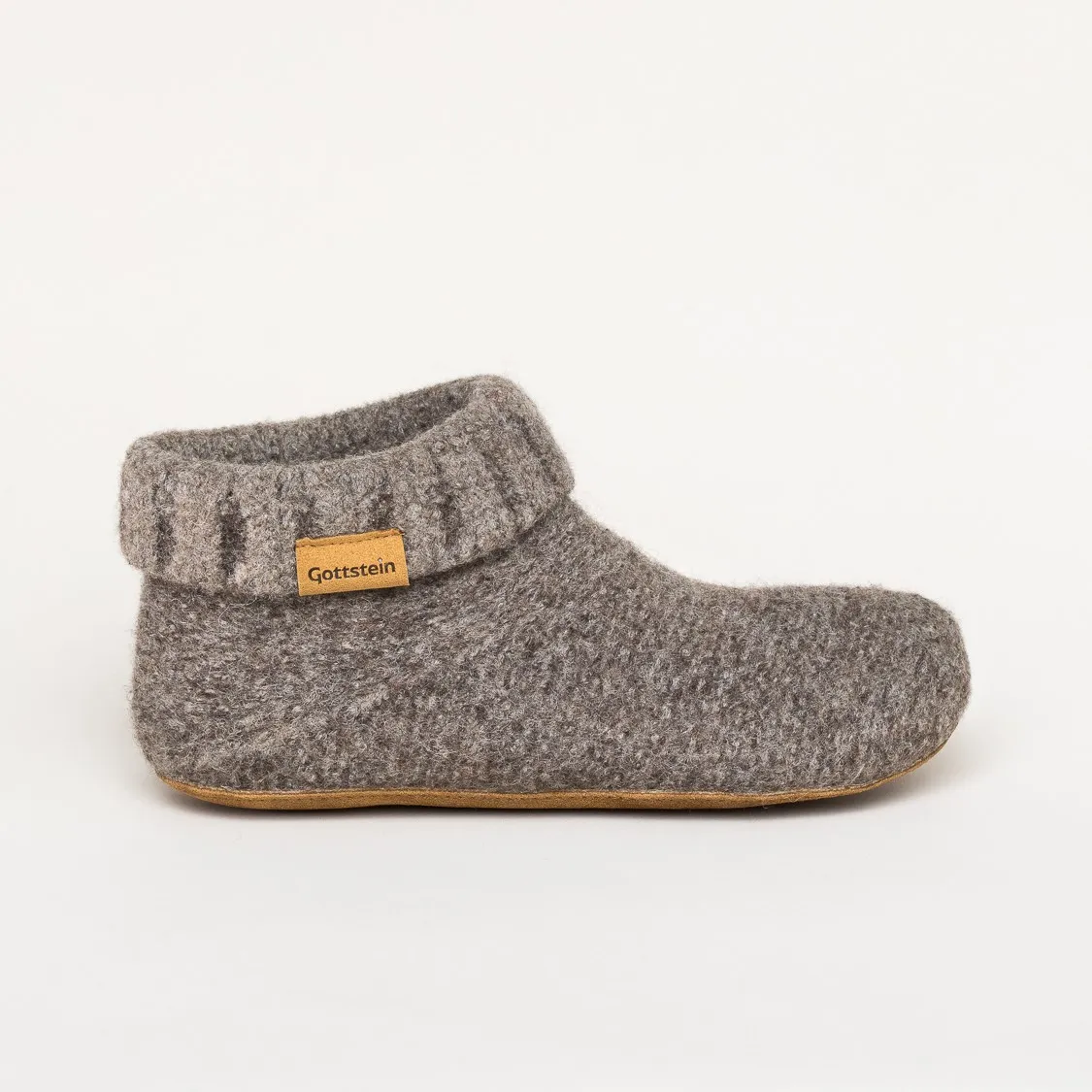 Gottstein Knit Boot | Filz-Hüttenschuh | Damen & Damen & Herren Hausschuh | Farbe brown | Pantoffel in Größe 41