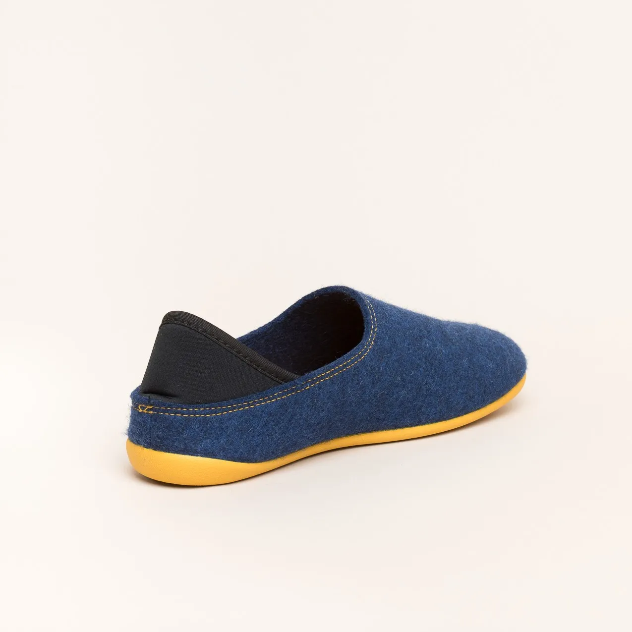 Woll-Slipper Hausschuh Slip-on Blau-Gelb