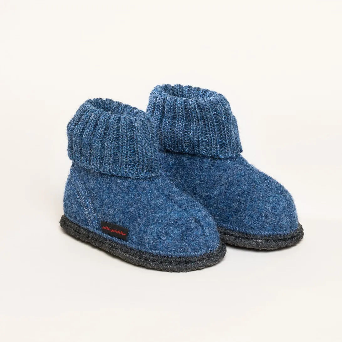 Kinder Hüttenschuh Ötz | Kinder Woll-Hausschuh | Farbe Jeansblau | Größe 27