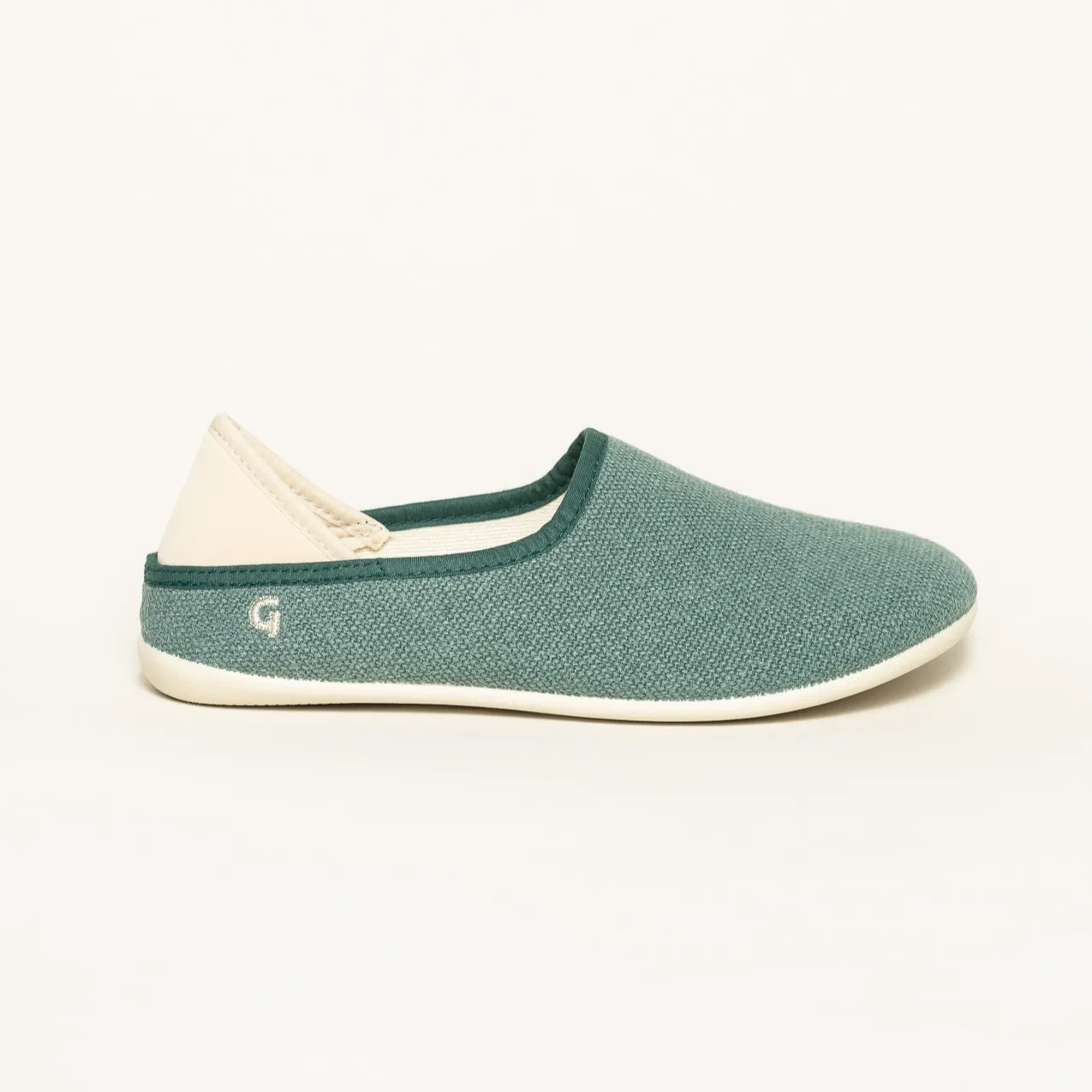 Gottstein Linen Slip-on für Damen & Herren Hausschuh mit Gummisohle | Farbe Bluegreenmele Größe 42
