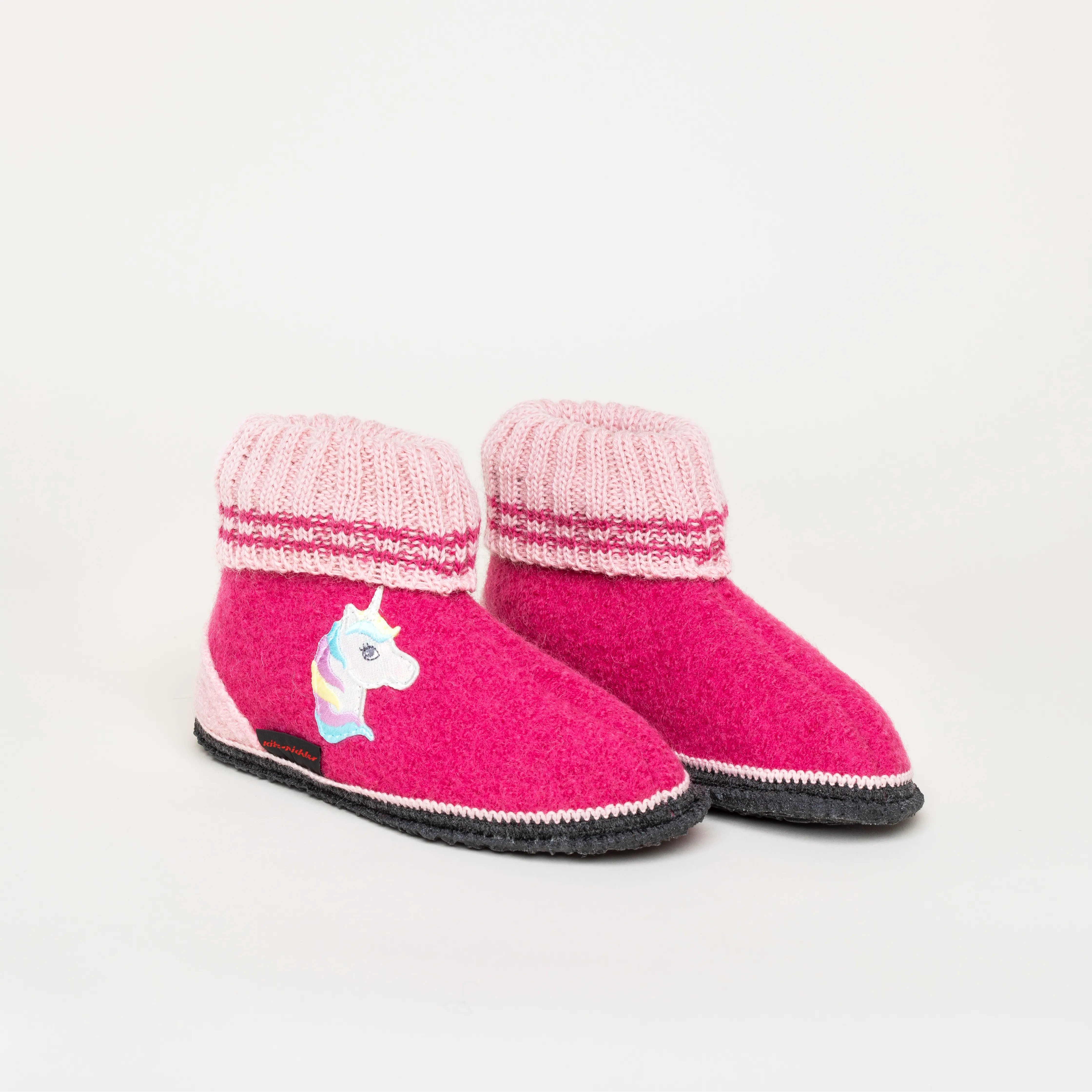 Kitz-Pichler Kauns Einhorn Kinder Hüttenschuh | Kinder Filz-Hausschuh | Farbe Rosa | Kinder-Hausschuh in Größe 22