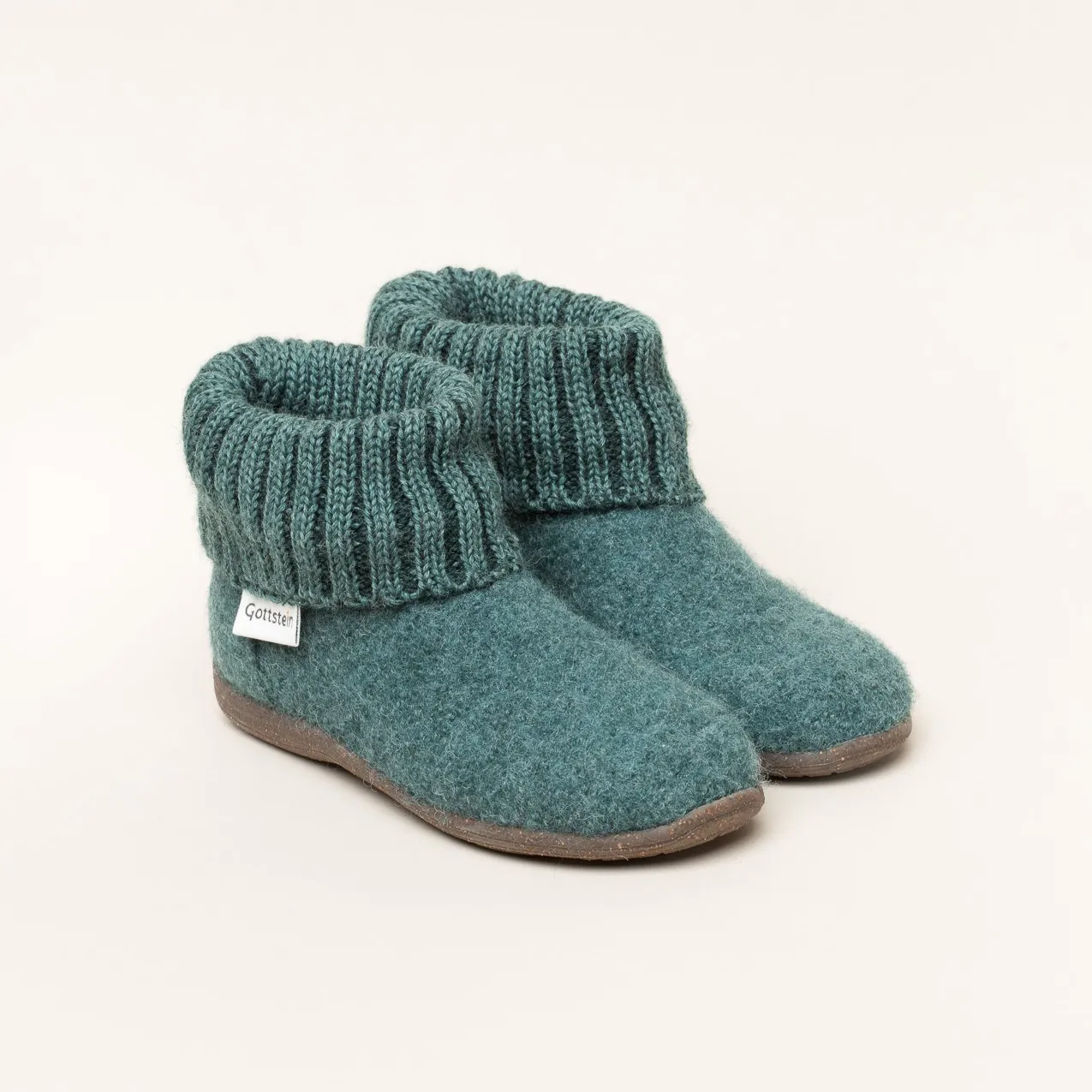 Gottstein Alpine Boot RU Kinder Hausschuh | Filz-Hausschuh Made in Tirol | Farbe oceangreen Größe 31