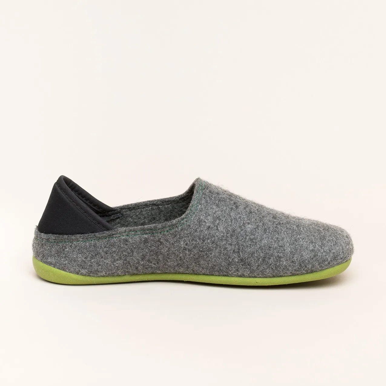 Woll-Slipper Hausschuh Slip-on Anthrazit-grün