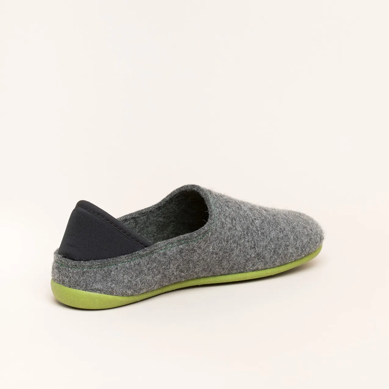 Woll-Slipper Hausschuh Slip-on Anthrazit-grün